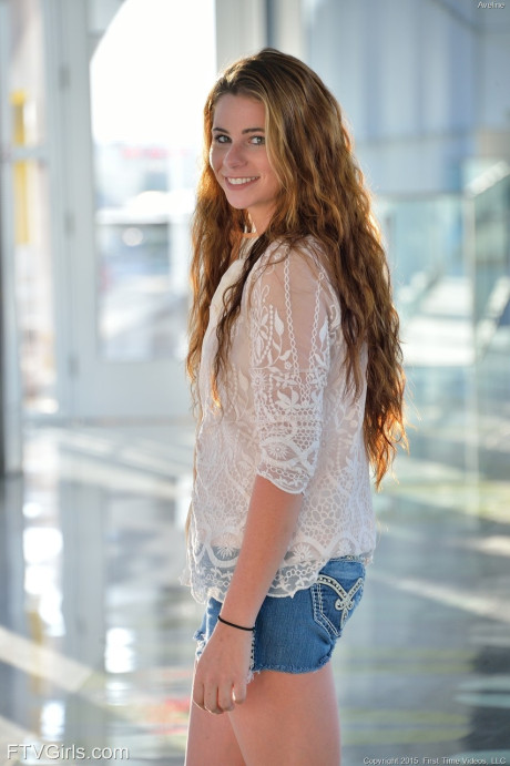 Sexy teen Aveline reveals her anus and pierced nipples in public transport