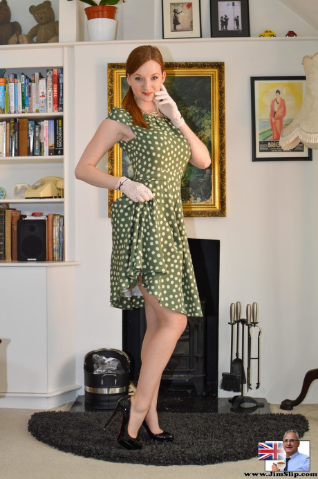 Glamorous ginger head Zara Durose masturbates in front of a perverted photographer