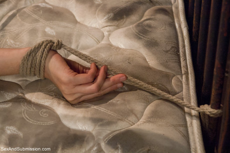 Busty tied up MILF Julia Ann gets her muff whipped and toyed in the cell