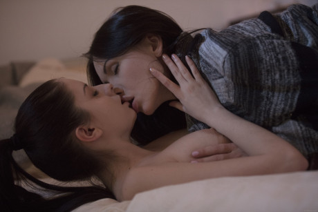 Euro lesbians Rebecca Volpetti & Sasha Rose spend a romantic evening fucking