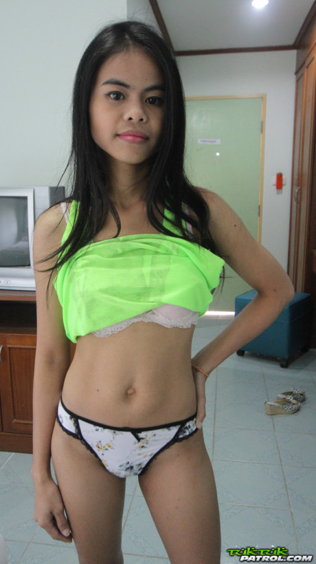 Little Thai girl Ann reveals her perfect tiny thin body and trimmed pussy