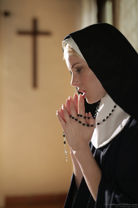 Young teenie nun goes topless and sticks hr tongue out to a priest to atone her sins