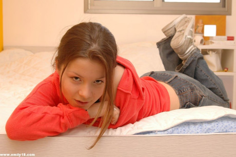 Attractive young teenie skank gf broad uncovers her tiny boobs during a playful episode
