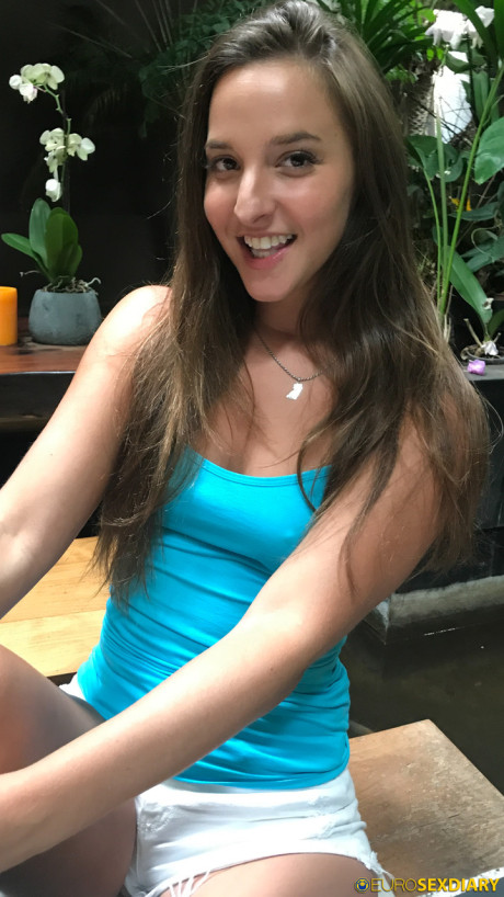 Brunette beauty Amira flaunts her tiny boobies and round bubble ass