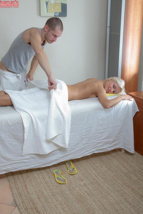 Yellow-haired honey Stella doffs her clothes and gets rammed on a massage table