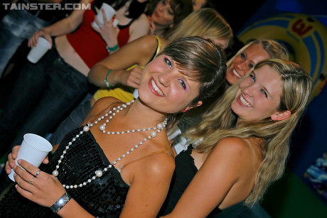 Drunk girls have some stripping fun at the crazy night club party