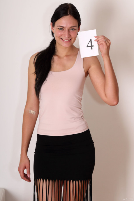 Leanne Lace strips at a casting and shows her long legs, huge butt & boobies