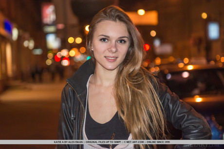 Teenage girl girl lady Katie A strips down while listing to her favourite music