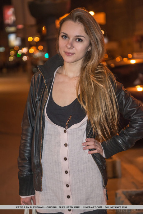 Teenage girl girl lady Katie A strips down while listing to her favourite music