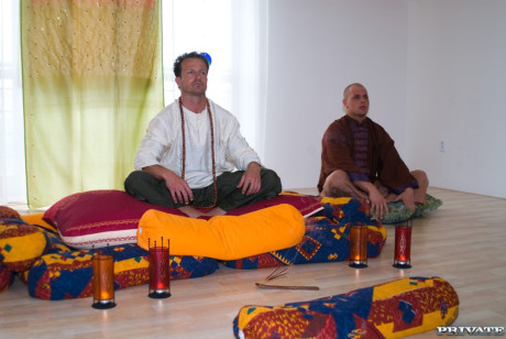 Sultry Euro pornstars Angel Dark & Sarah Twain get anally sexed in a 4some