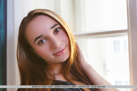 Pretty brunette Messiah invites you to join her in the bedroom, her humongous brown