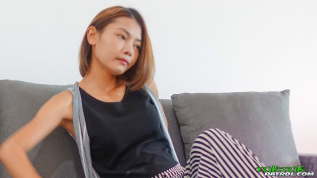 Amateur Thai babe Barbie displays her petite body and touches her vagina