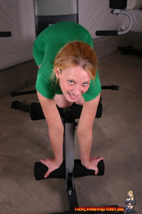 Teenie solo lady girlfriend broad models non undressed in a tight dress and sport socks at the gym