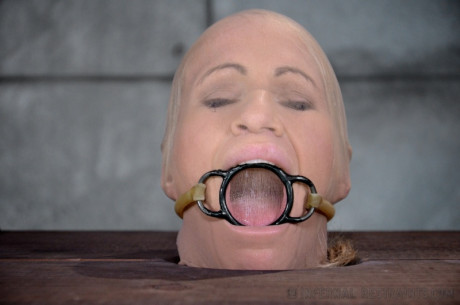 Blondie female Simone Sonay is rendered helpless in a basement vault