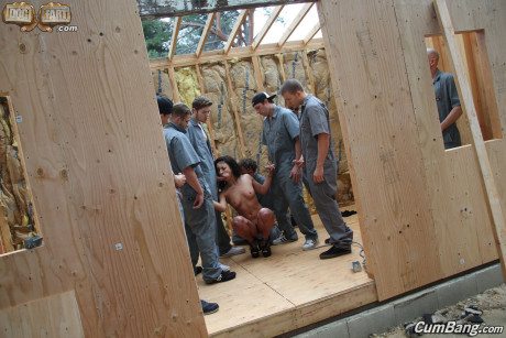 Secy black slut girlfriend lady Teanna Trump gangbanged during construction of new home
