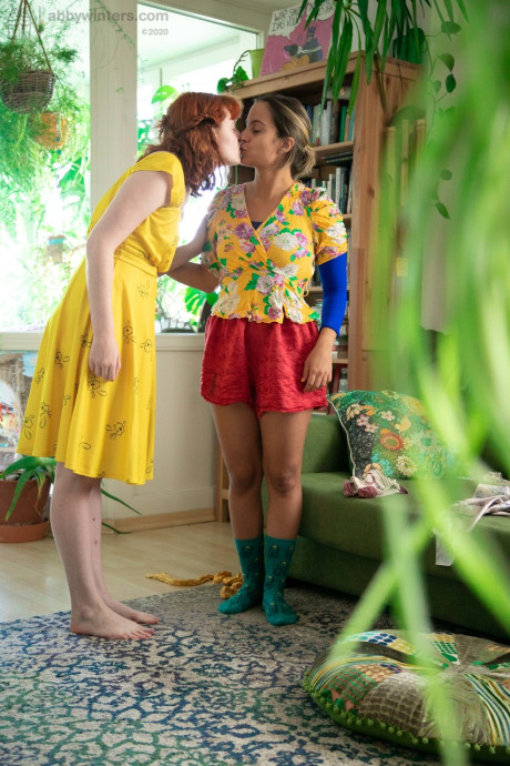 Lesbian MILF Luciana & hot teenie Maddie show their boobs while getting dressed