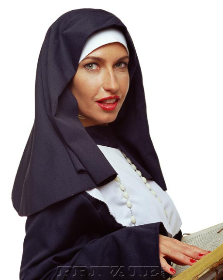 Slutty nun prays to her God after masturbating her virgin cunt