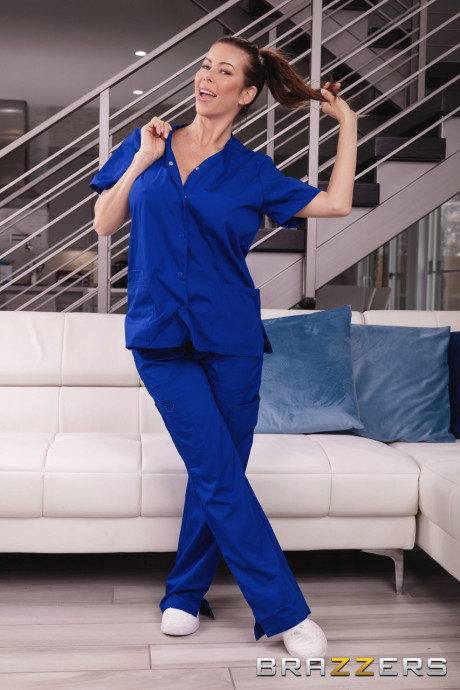 Nurse Alexis Fawx shows her large boobies and loves a hardcore fuck