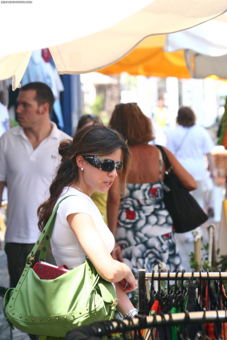 Sweet teenie ladies are followed in public places by a creepy voyeur