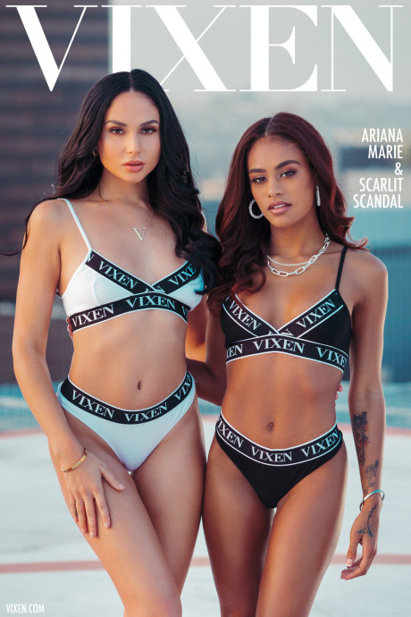 Exotic teens Ariana Marie & Scarlit Scandal participate in a hot FFM IR 3some