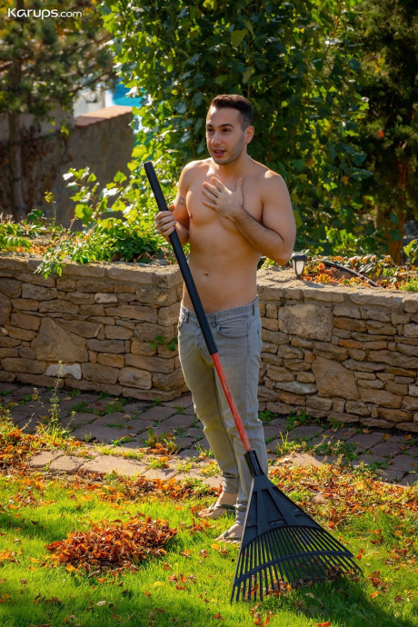 Cute ginger head Ginebra Belluci seduces her gardener for sex on the patio
