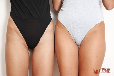 Lusty thin babes Shona River and Victoria Pure strip and stretch their asses