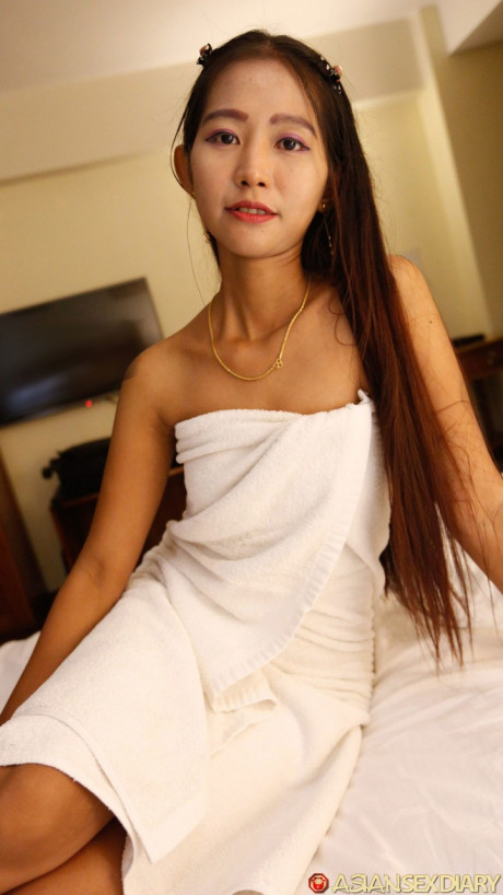Gorgeous attractive asian bitch girl chick Toto shows off her thin naked body & has POV hardcore sex