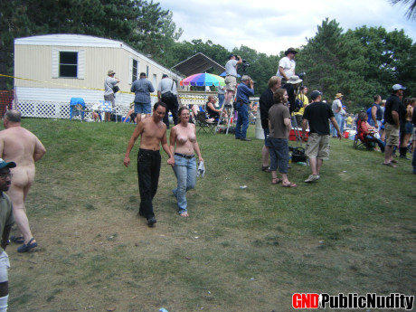 Amateur women go undressed and semi nude at a clothing optional party