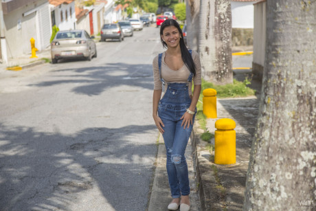 Attractive latina teen Denisse Gomez flaunts her ravishing figure in jeans