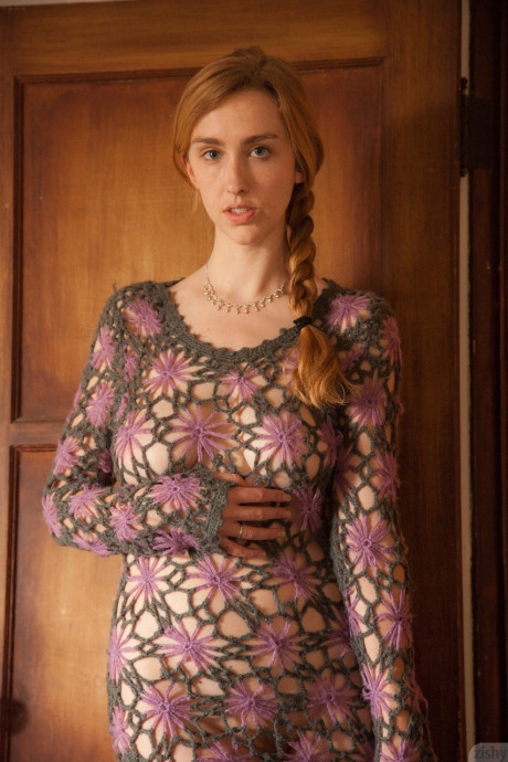 Amateur stunner Phoebe Keller posing pantyless in cute see-through dress