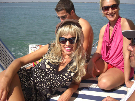 Blond girlfriends from Germany perform lesbian sex acts while out on the water