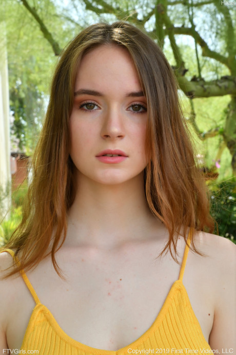 Sweet young Hazel teasing in public & flashing her titties and innocent cunt