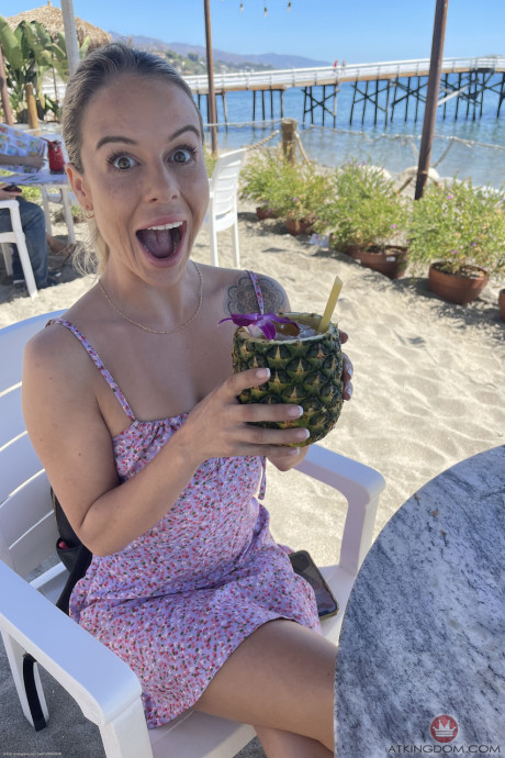 Attractive babe Summer Vixen shows her delicious love holes and spreads them on a bed