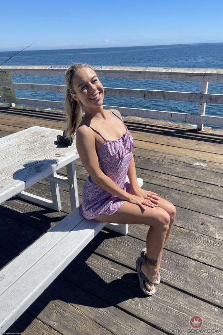 Attractive babe Summer Vixen shows her delicious love holes and spreads them on a bed