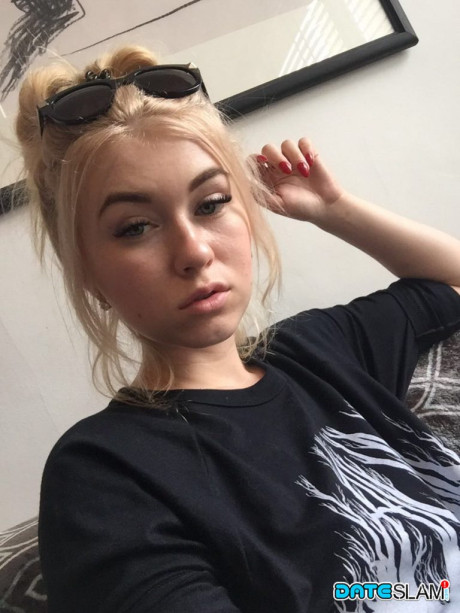 Ravishing yellow-haired slut Misha Cross takes a selfie fully clothed and stark undressed
