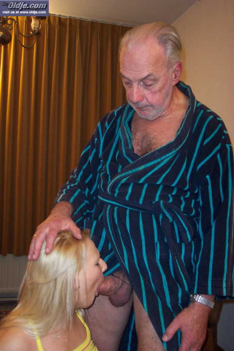 Blonde babe with nice breasts Gina blondy gets poked by an cougar grandad