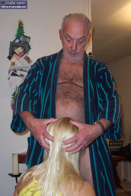 Blonde babe with nice breasts Gina blondy gets poked by an cougar grandad