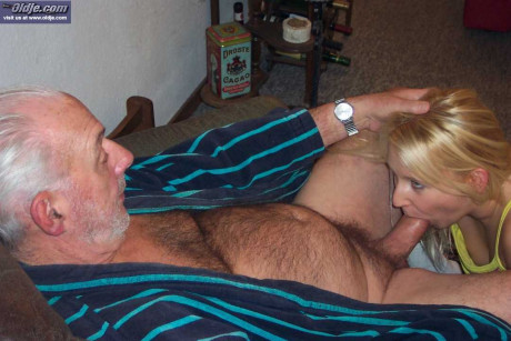 Blonde babe with nice breasts Gina blondy gets poked by an cougar grandad