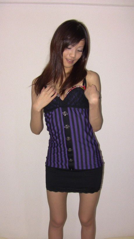 Brunette oriental amateur Haruka Ohtsuka unveils her slim figure and tight pussy