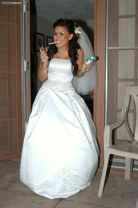 Salacious hispanic with fake boobs Eva Angelina poses nude on her wedding day
