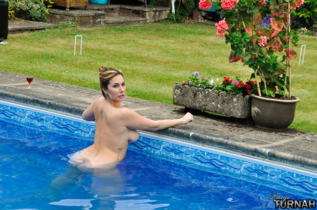 BBW MILF Paige Turnah flaunts her wide behind in and out of swimming pool