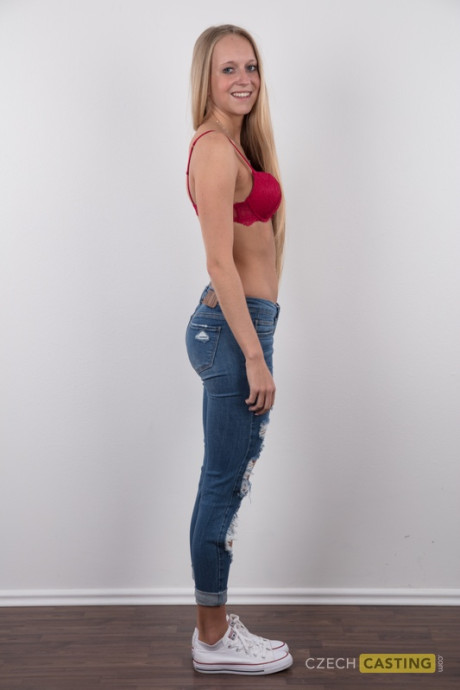 Tall blondy Stepanka divests herself of ripped jeans for her first undressed shoot