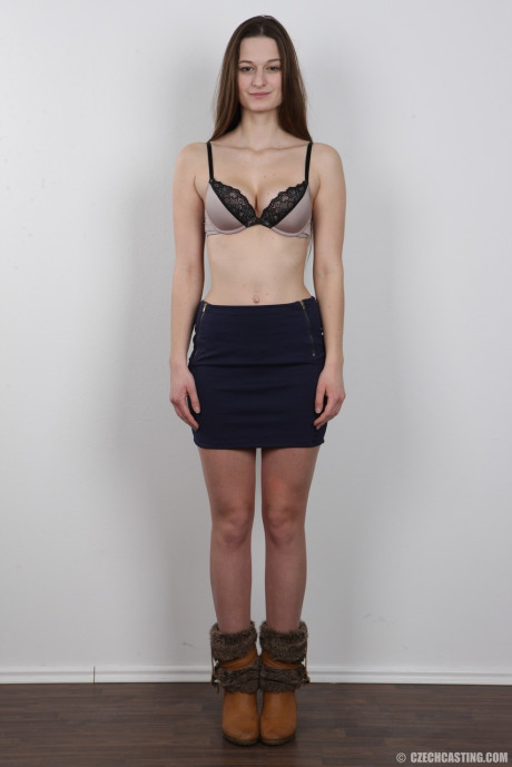Long haired whore girlfriend broad takes off all her clothes to model in the undressed