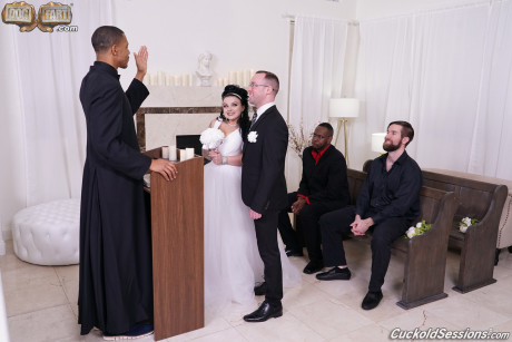 Payton Preslee gets married before interracial MMF sex in front of her hubby