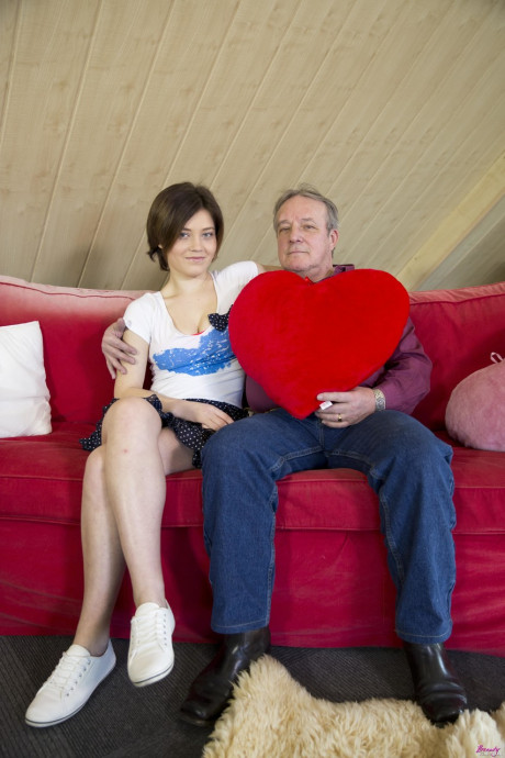 Fresh young bitch GF girl and her step-grandfather exchange oral sex before fucking
