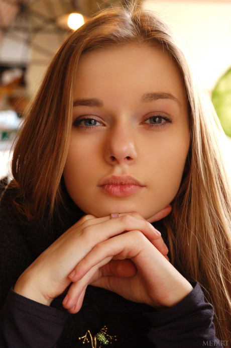 Dreamy young Milena D exposes her furry twat and pretty yummy naturals in a solo