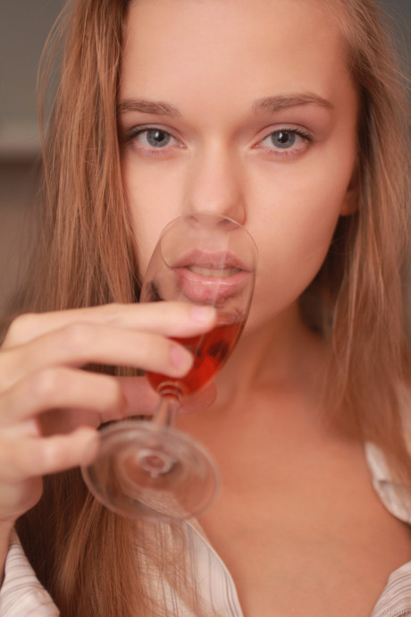 Dreamy young Milena D exposes her furry twat and pretty yummy naturals in a solo