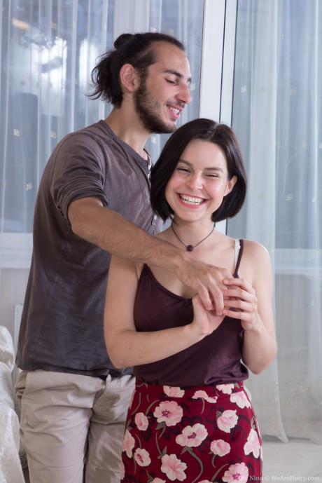 Hardcore girl Ole Nina spreads her legs for a cumshot on her very silky snatch