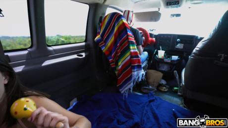 Latina teen Natalie Brooks getting plowed in a bus while touring Mexico