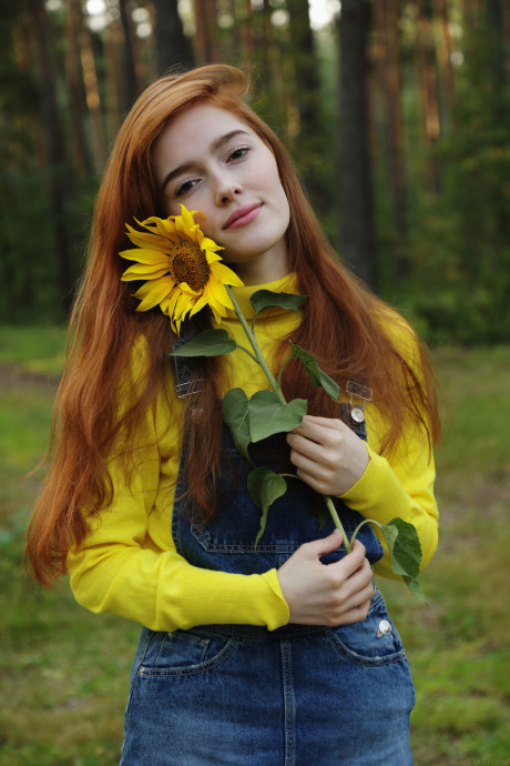 Russian babe Jia Lissa strips her suspenders & sweater to spread her vagina